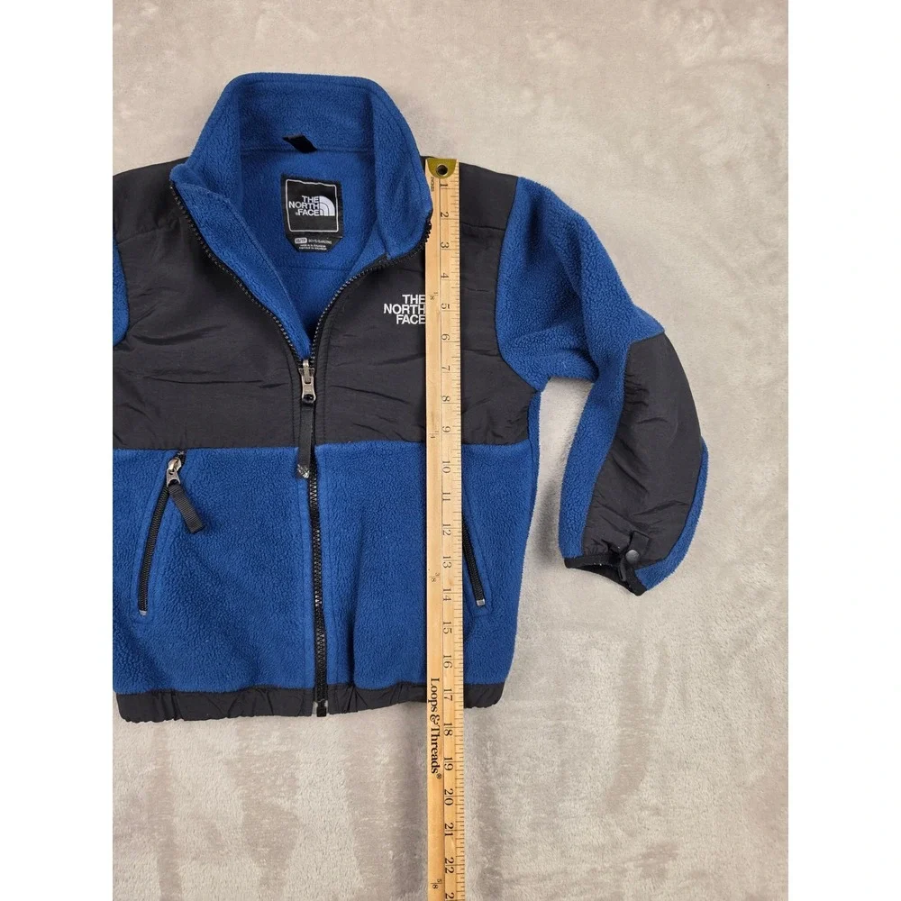 The North Face Denali Jacket Boys XS Blue Black Fleece Polartec Full Zip